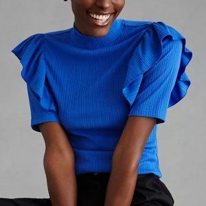 DOLAN Ruffled Mock Neck Blouse